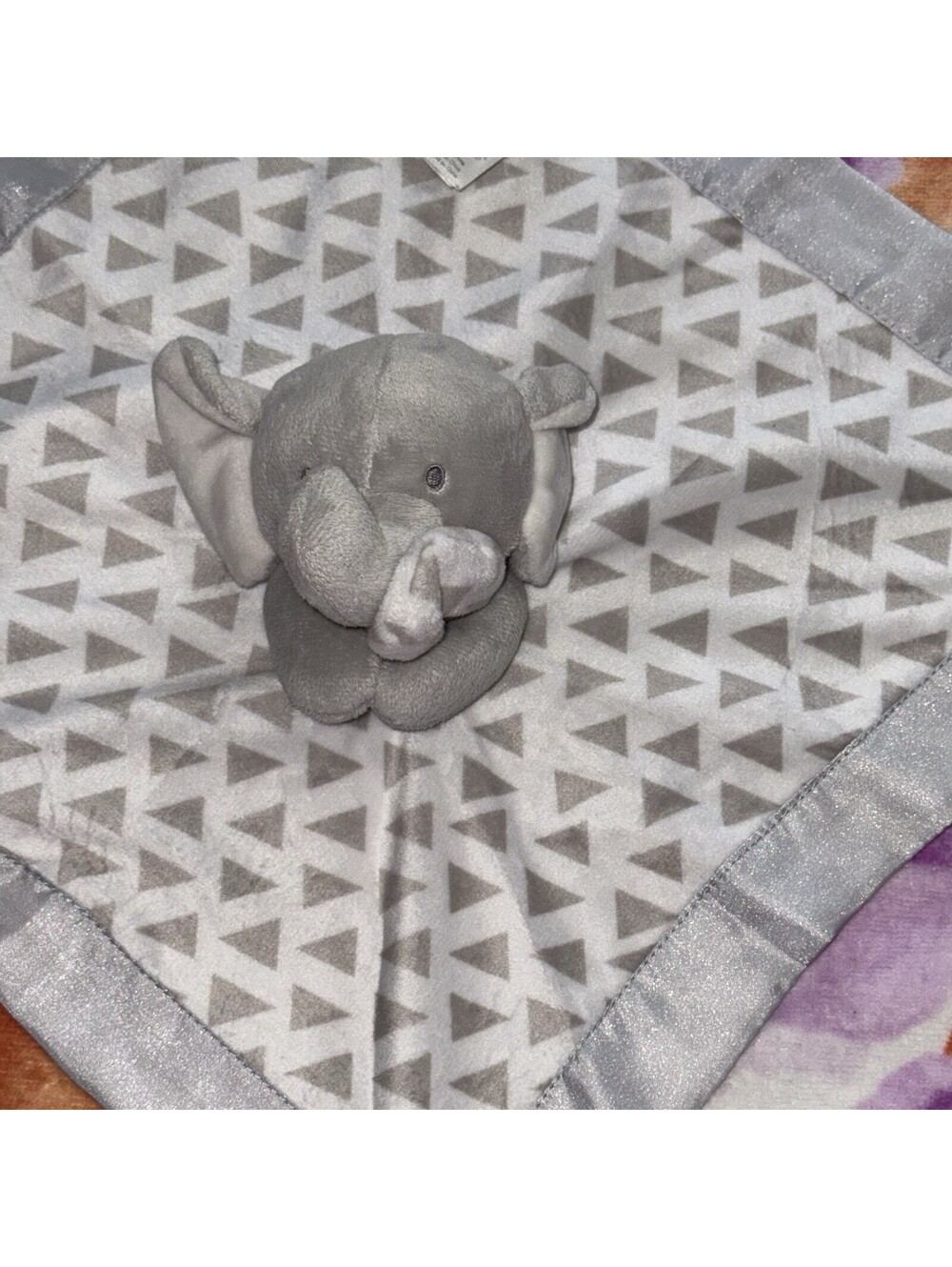 Carters Lovey Gray Grey Elephant Security Blanket Plush Soother Satin Trim 14.5"